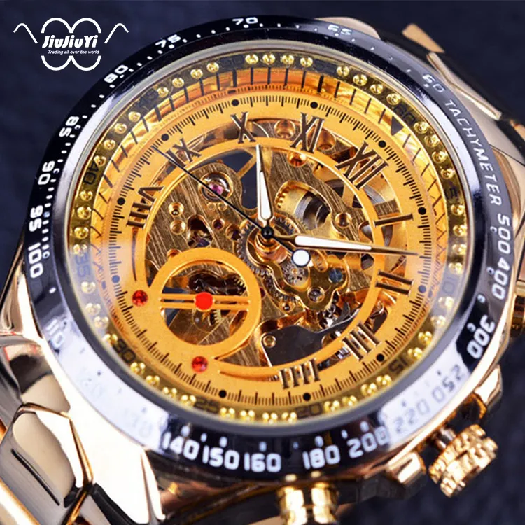 Men's Luxury forsining mechanical automatic watch gold watch Personalized fashion hollow out stainless steel mechanical watch