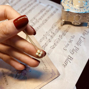 Kalung Desainer Daun Semanggi Empat Daun Keberuntungan, Perhiasan Musim Panas Fashion Grosir, Perak Sterling 925 Berlapis Emas 4 Lapis <span class=keywords><strong>Opal</strong></span> - Product Image 6