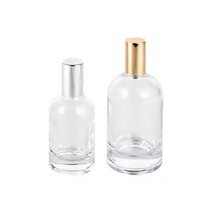 香水制造商化妆品30毫升50毫升100毫升压接圆筒圆形玻璃空香水瓶为女性散装