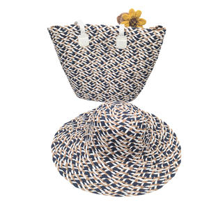 Conjunto de Bolso Tote y Sombrero de Paja Tejido de Color Personalizado HKZB, Gran Capacidad, Formal, Versátil, para Viajes al Aire Libre y Playa - Product Image 4