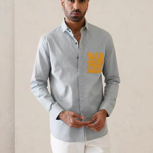 Camisa Casual para Hombre, 100% Algodón, Cuello con Botones, Diseño Sólido, Manga Larga, Transpirable, de Secado Rápido, Tejida para Verano, Talla XL, Servicio OEM - Product Image 1