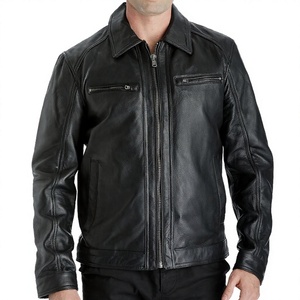Chaqueta Bomber de Cuero Genuino para Hombre, Resistente al Viento, con Estampado Digital, Protección UV, Cuello Alto, Cierre de Cremallera, para Motociclismo - Product Image 2