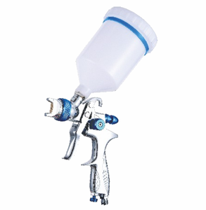 COLORIT Chrome HVLP Pistolet H-887P avec anneau bleu 600CC Tasse en plastique 1.4/1.7/2.0mm Alimentation par gravité OEM Alliage d'aluminium - Product Image 1