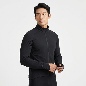 Maillot de cyclisme pour homme, noir, à fermeture éclair intégrale, manches longues, sans coutures, respirant, séchage rapide, haut de performance - Product Image 1
