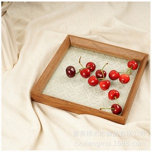 Black Walnut Wood Glass <b>Tea</b> <b>Tray</b> Square Design For Coffee <b>Tea</b> Serving - Product Image 3