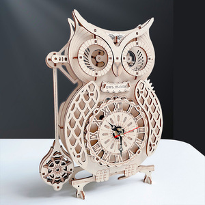 <span class=keywords><strong>3D</strong></span> Puzzle Eulen uhr DIY Mechanische Montage Modell Kits Holz spielzeug für Kinder - Product Image 5