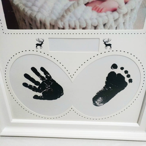 Marco de recuerdo de madera blanca al por mayor para huellas de bebé, marco conmemorativo para fotos de recién nacido, <span class=keywords><strong>regalo</strong></span> para guardería o baby shower - Product Image 4