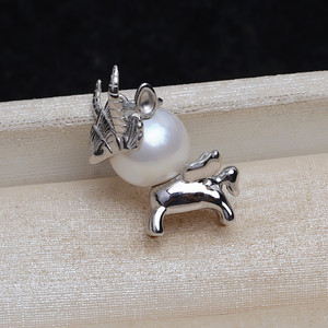 Colgante de Unicornio de Plata S925 con Collar de Perlas de Forma Barroca, Base Vacía, Accesorio de Joyería DIY de Moda para Mujer 4331 - Product Image 3