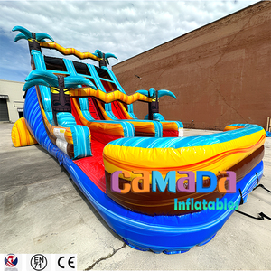 Новая надувная водная горка «Тропический шок» 20 футов с двумя дорожками и бассейном для катания по воде - Product Image 2