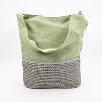 Sac fourre-tout multifonctionnel en crochet style décontracté, pliable et réutilisable, en toile et jute, idéal pour la plage et le shopping, pour femme élégante