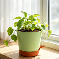 Pots de fleurs en plastique modernes et durables à arrosage automatique avec trou de drainage, grande capacité pour une utilisation en intérieur/extérieur