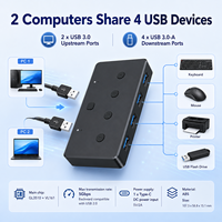 USB 3.0 KVM Switch 2 Port PC Sharing Selector 5Gbps 2 in 4 Out USB Switcher Box GL3510 VL161 Chip for Keyboard Mouse