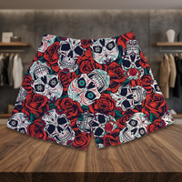 Shorts pour hommes à imprimé crâne et rose, taille élastique, décontractés, mi-longs, motif imprimé