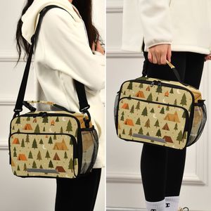 Camping Print Insulated Lunch <b>Bag</b> Large Capacity Leakproof Cooler Tote Portable Collapsible Zipper Food <b>Bag</b> - Product Image 5