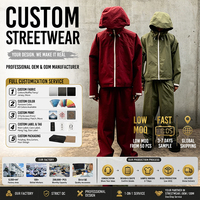 Veste coupe-vent personnalisée OEM Streetwear et pantalon de survêtement en nylon, ensemble de survêtement en nylon zippé pour homme