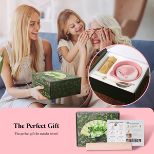 7-Piece Japanese Matcha <b>Tea</b> <b>Set</b> Pink Ceramic Bowl with Butterfly Design and PP Whisk for Traditional <b>Tea</b> Ceremony - Product Image 4