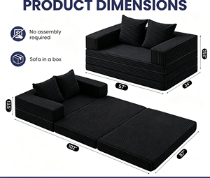 <span class=keywords><strong>Canapé</strong></span> modulaire en velours côtelé rayé noir, emballage compressé, sans assemblage, <span class=keywords><strong>mousse</strong></span> <span class=keywords><strong>haute</strong></span> <span class=keywords><strong>densité</strong></span>, <span class=keywords><strong>pour</strong></span> petit appartement, salon - Product Image 2