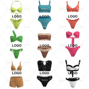 Traje de Baño Enterizo Retro a Cuadros para Mujer, Personalizado en 3D, MOQ Bajo, Muestra Gratis, Sin Espalda, Sin Tirantes, Tipo Body, Bikini, Ropa de Playa - Product Image 3