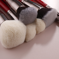 Kit de 25 pinceaux de maquillage IPRESTA à manche rouge et virole argentée, poils synthétiques doux et denses, pour usage quotidien et correcteur