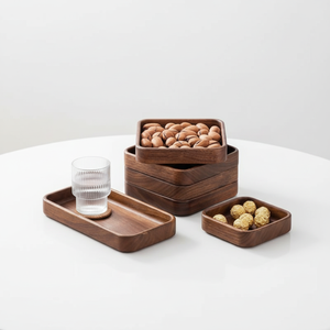 ถาดไม้วอลนัทสำหรับเดินทางและจานขนมปังแบบขายส่ง เป็นมิตรกับสิ่งแวดล้อม ถาดอเนกประสงค์สำหรับ<span class=keywords><strong>บุฟเฟ่ต์</strong></span>และอบขนม เหมาะสำหรับโรงแรม - Product Image 1
