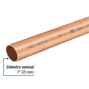 Boîte de 5 unités de tube rigide en cuivre de 1 ', type 'L', 3m, 2.9kg, FOSET - Product Image 2