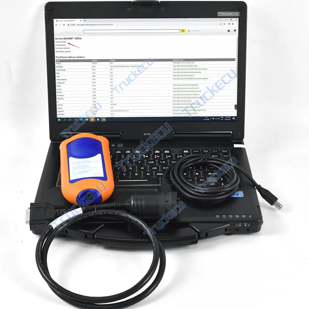 CF53 Laptop para EDL V2 Herramienta de Diagnóstico Interfaz de Servicio de Enlace de Datos Electrónico Kit de Escáner de Diagnóstico de Camión JD V2 Driver AG & CF