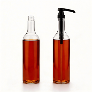 Bouteille vide de 750 ml avec pompe pour sirop aromatisé <span class=keywords><strong>vanille</strong></span> café-lait, vodka, rhum, whisky, <span class=keywords><strong>liqueur</strong></span>, cocktails, boissons mélangées, emballage de sirop - Product Image 3