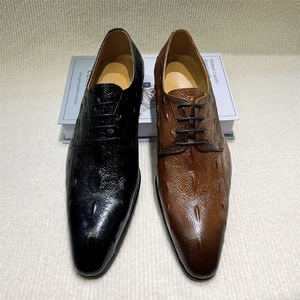 Luxurious men's designer <b>autumn</b> wedding Oxford style groom's casual dress shoes, pointed toe with anti-slip closure - Product Image 3