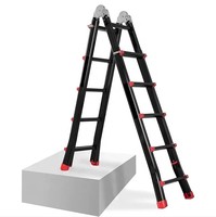 Échelle en aluminium pliable et télescopique multifonctionnelle à grandes charnières noires personnalisées EN 131