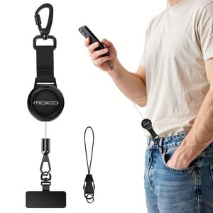 Sports European American Alloy Electroplated Retractable Anti-Theft Square-Lock <b>Phone</b> <b>Chain</b> Easy-Pull Buckle Adjustable Keychain - Product Image 2