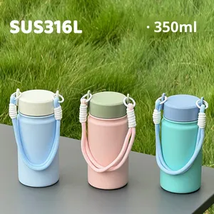 Nouvelle gourde isotherme portable en acier inoxydable 316 de 350 ml, à large ouverture, avec cordon, pour le sport et le camping, maintien au chaud de 6 à 12 heures (modèle 2025) - Product Image 2