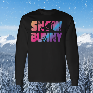 T-shirt à manches longues Snow Bunny, design ski, imprimé coloré, vêtements d'hiver - Product Image 3