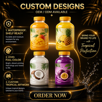 Étiquettes de bouteilles imperméables personnalisées, autocollants pour jus de fruits tropicaux, impression numérique UV, autocollants adhésifs pour l'emballage des boissons