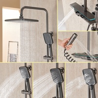 Pistolet gris laiton thermostatique cascade pluie salle de bain douche robinet ensemble quatre fonctions affichage de la température Jet jet doux