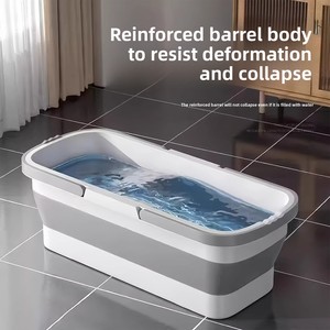 <span class=keywords><strong>Seau</strong></span> à serpillière pliable rétractable en plastique avec roues, design rectangulaire, grande capacité de stockage d'eau - Product Image 4