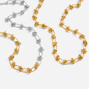 Modern <b>Classic</b> European American Style Zinc Alloy Knotted Chain Necklace Geometric Design Gift Jewelry - Product Image 1