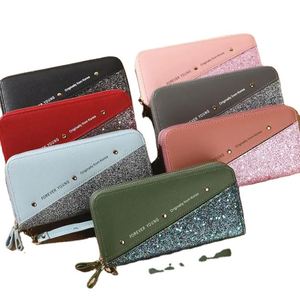Cartera Larga de Moda con Diamantes para Mujer, Cartera de Cuero PU con Lentejuelas y Parches, Carteras de Lujo para Mujer - Product Image 2