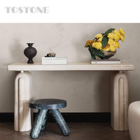 Table console en marbre naturel Tostone, directement de l'usine, avec bord en pierre naturelle et plateau en marbre massif pour la décoration intérieure de villa