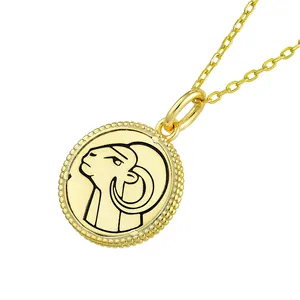 CUSTOM OEM Fine Jewelry dainty 925 sterling silver 18 k gold plated women mens necklace chain with aries star sign