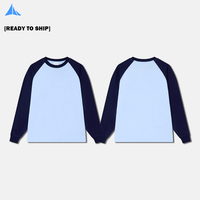 Sweat-shirt à manches raglan longues en coton 100% 250 g/m², col rond, poignets croisés, impression numérique en relief, sérigraphie