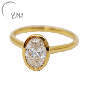 Bague en or massif 18 carats avec diamant de laboratoire UM Jewelry pour unisexe/hommes/femmes, à porter au quotidien, mariage, fiançailles, bijoux personnalisables, cadeau - Product Image 2