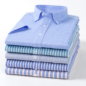 Camicia Oxford 100% Cotone Casual da <span class=keywords><strong>Uomo</strong></span> a Quadri a Maniche Corte Antipiega, <span class=keywords><strong>Taglie</strong></span> 2XL, per Inverno ed Estate - Product Image 4