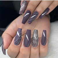 Marbre Pierre Style Acier X Cercueil Français Ongles Artificiels Gel Enfants Appuyez Sur Les Ongles
