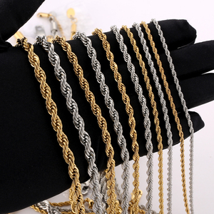 Toptan 3mm <span class=keywords><strong>4mm</strong></span> 5mm 14 Ayar Altın Kaplama Erkek Bağlantılı 316l Paslanmaz Çelik Burgu Halat Zincir Kolye Kadın Moda Takı Erkek Zinciri - Product Image 1