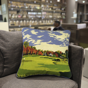 Elegant Golf Course Needlepoint <strong>Pillow</strong> Case Soft Cushion <strong>Cover</strong> For Living Room Home And Hotel Decor For Christmas Holidays