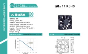 พัดลมระบายความร้อนตามแนวแกนไฟฟ้ากระแสตรง140x140x38มม. PWM FG อลูมิเนียมกันน้ำ + วัสดุ PBT แบริ่งบอลกระแสลมสูง3500รอบต่อนาที - Product Image 5