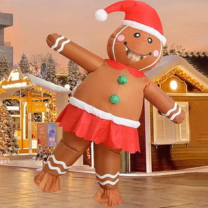 One Size Fits All Quick <b>Inflatable</b> Gingerbread Man Christmas Blow up <b>Costume</b> - Product Image 3