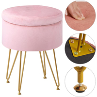 Vanity Seat Chambre Maquillage Pouf Piano Chaise Saumon Rose Velours Fourrure Moderne Accent Tabourets