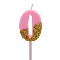 Bougie d'anniversaire rose en paraffine avec chiffres, décoration de gâteau, bougie numérique scintillante pour les fêtes d'anniversaire des filles, table de desserts