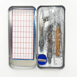 Juego de Reglas de Geometría Matemática de Alta Calidad, 10 Piezas, con Compás, Regla y Escala, en Caja Metálica - Product Image 2